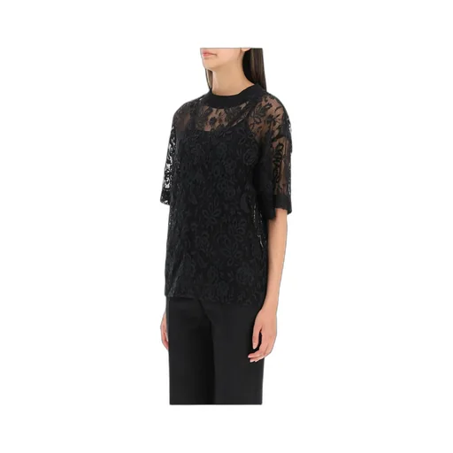 Floral-Lace Short-Sleeve Top