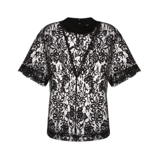 Floral-Lace Short-Sleeve Top