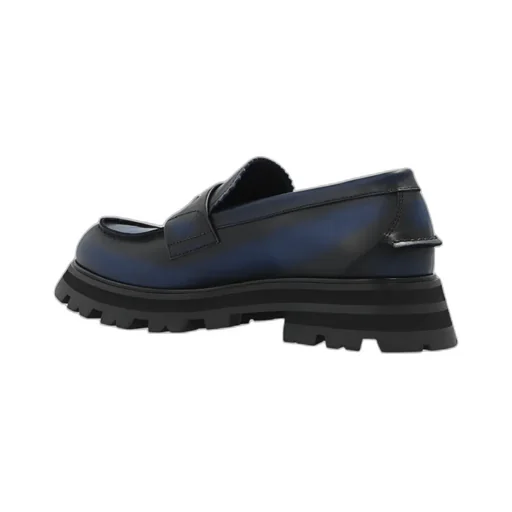 Ridged Swirl-Design Leather Loafers