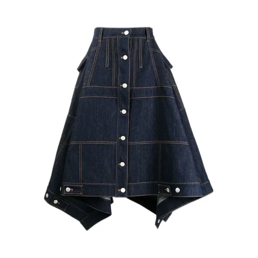 Full Denim Midi Skirt