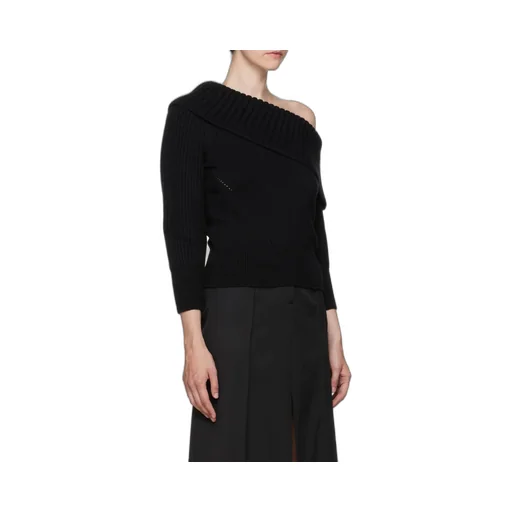 Cold-Shoulder Asymmetric Knitted Top