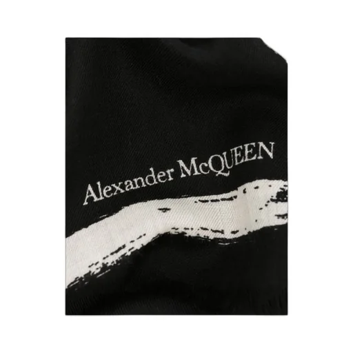 Graffiti-Printed Frayed Edge Scarf