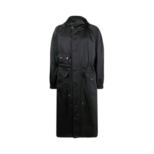 Drawstring Waist Hooded Coat