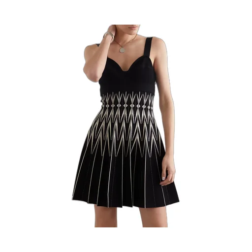 V-Neck Pleated Mini Dress