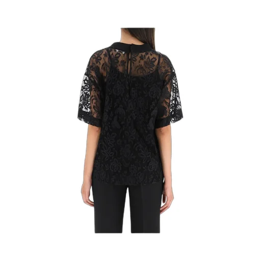 Floral-Lace Short-Sleeve Top
