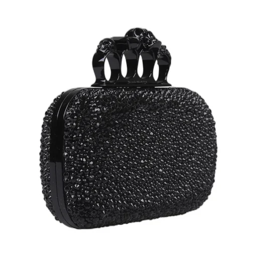 Four Ring Skull Detailed Clutch Bag