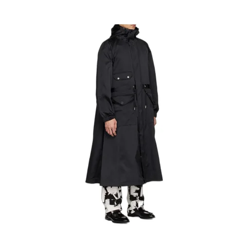 Drawstring Waist Hooded Coat