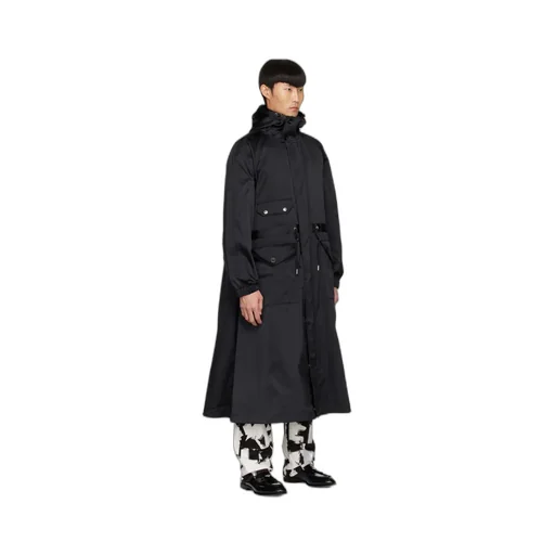 Drawstring Waist Hooded Coat