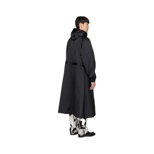 Drawstring Waist Hooded Coat