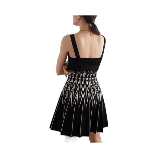 V-Neck Pleated Mini Dress