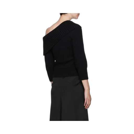 Cold-Shoulder Asymmetric Knitted Top
