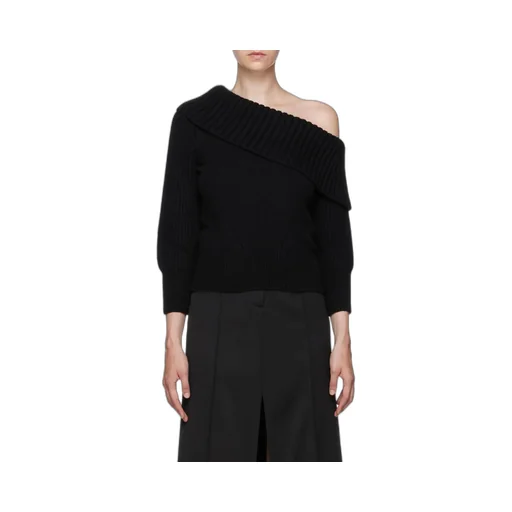 Cold-Shoulder Asymmetric Knitted Top