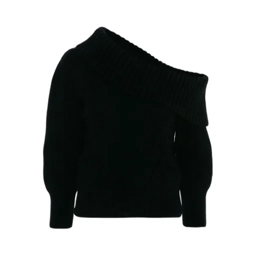 Cold-Shoulder Asymmetric Knitted Top