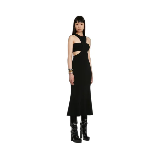 Slashed Harness Cut-Out Detailed Dress