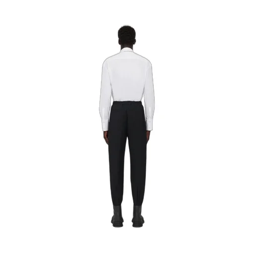 Elasticated Waistband Tapered-Leg Trousers