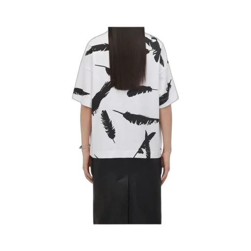 Oversized T-Shirt Feather Printed