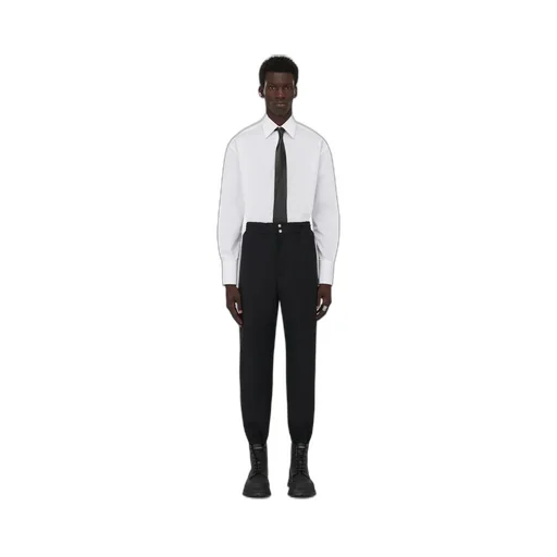 Elasticated Waistband Tapered-Leg Trousers