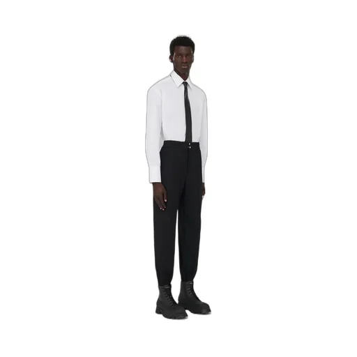 Elasticated Waistband Tapered-Leg Trousers