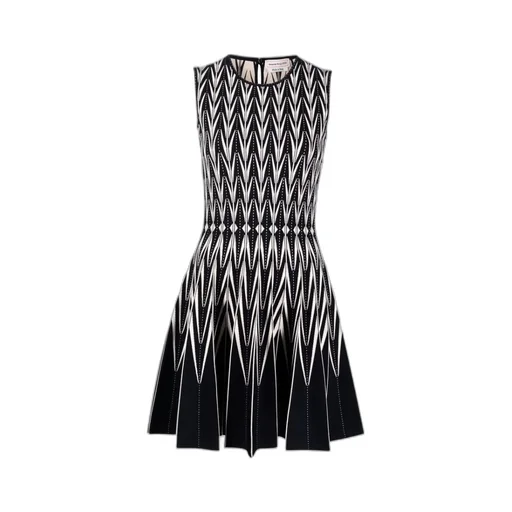 Intarsia-Knitted Sleeveless Mini Dress