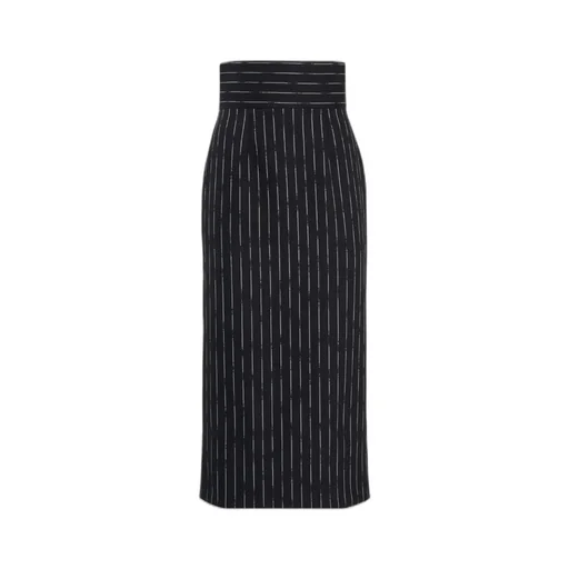Striped High-Waist Midi Skirt