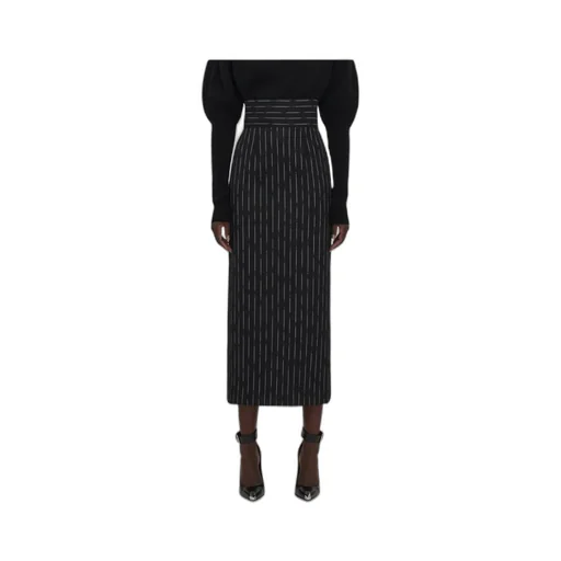Striped High-Waist Midi Skirt