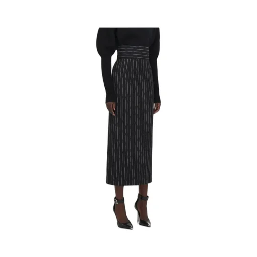 Striped High-Waist Midi Skirt
