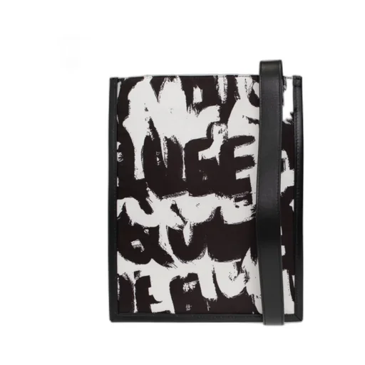 Graffiti-Printed Open Top Shoulder Bag