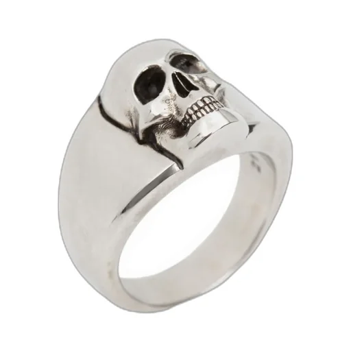 Skull Signet Logo Detailed Ring