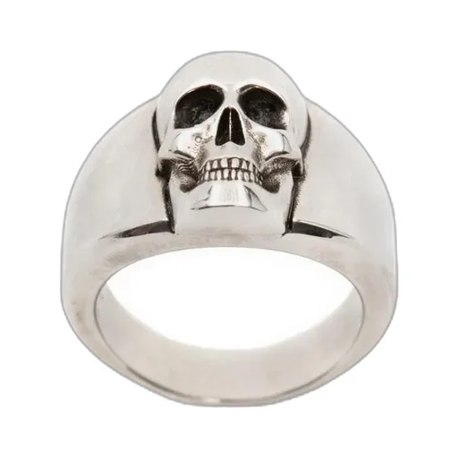 Skull Signet Logo Detailed Ring