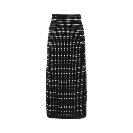 High-Waisted Rib-Knit Midi Skirt
