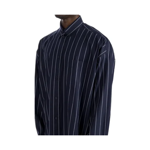 Logo Embroidered Striped Oversize Shirt