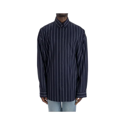 Logo Embroidered Striped Oversize Shirt