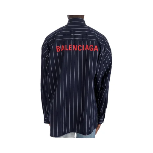Logo Embroidered Striped Oversize Shirt