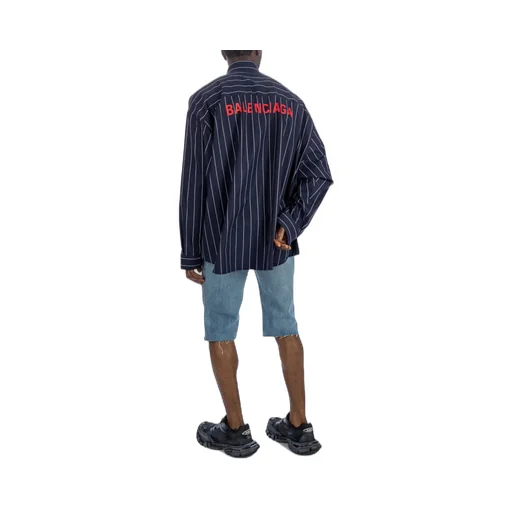 Logo Embroidered Striped Oversize Shirt