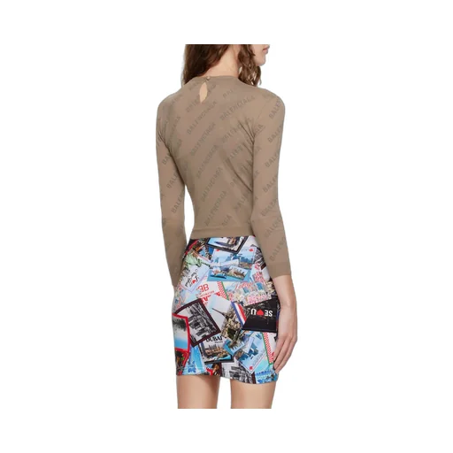 Allover Logo Print Knit Top