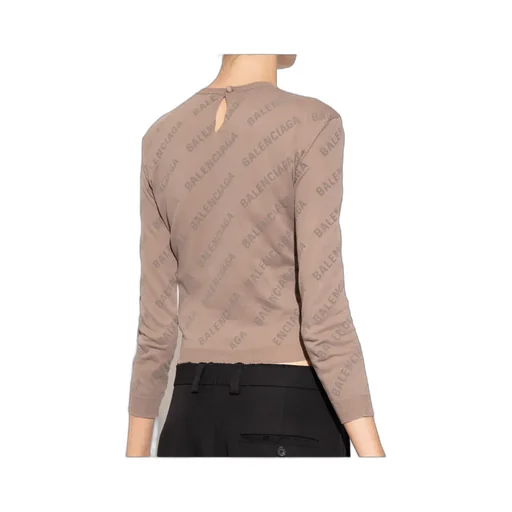 Allover Logo Print Knit Top