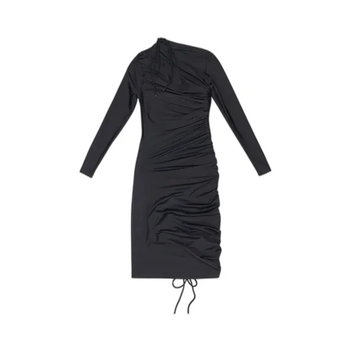Asymmetric Drawstring Dress