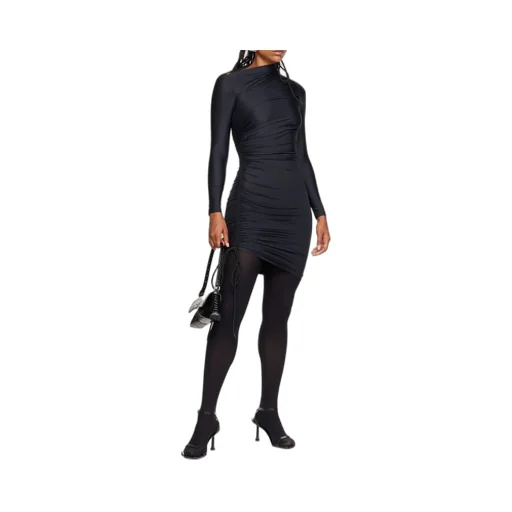 Asymmetric Drawstring Dress