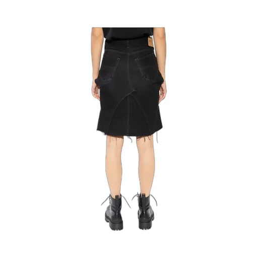 Rip-Detailed Denim Skirt