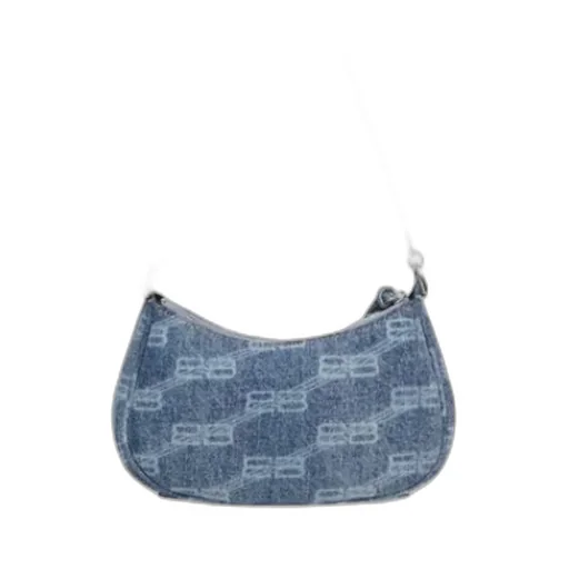 Le Cagole Mini Chain Bag Bb Monogram Denim Bleached Blue