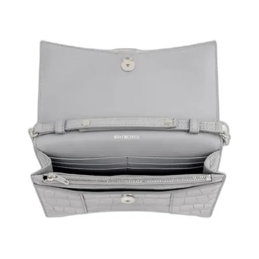 Hourglass Crocodile-Effect Clutch Bag