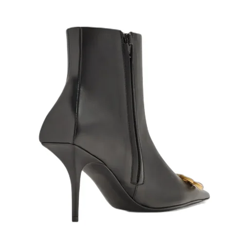 Logo Plaque Pointed-Toe Ankle Boots