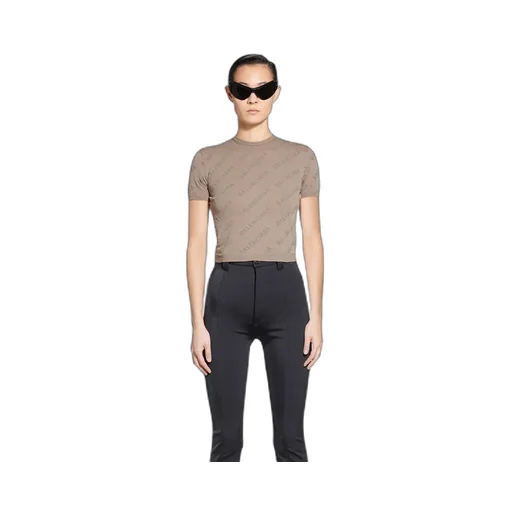 Allover Logo Print Crewneck Knitted Top