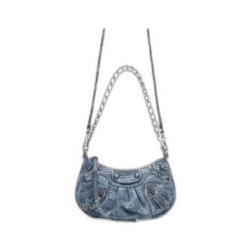 Le Cagole Mini Chain Bag Bb Monogram Denim Bleached Blue