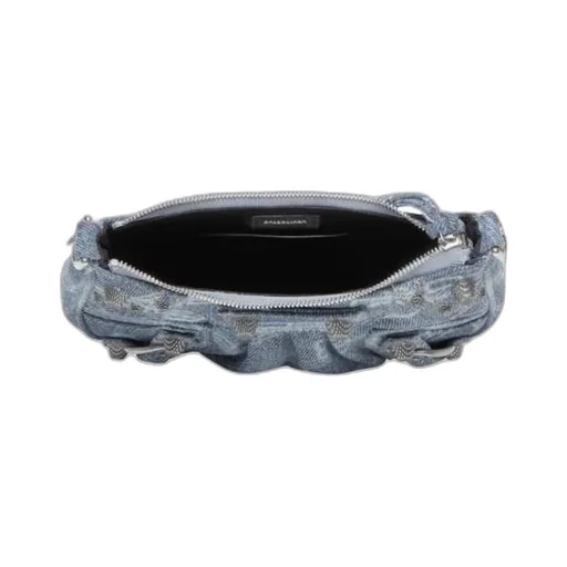 Le Cagole Mini Chain Bag Bb Monogram Denim Bleached Blue