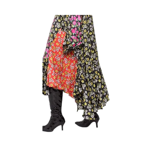 Asymmetric Hem Patched Long Dress