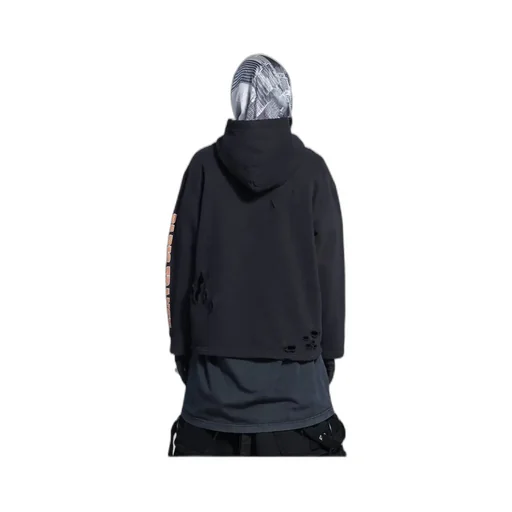 Distressed Logo Printed Hoodie