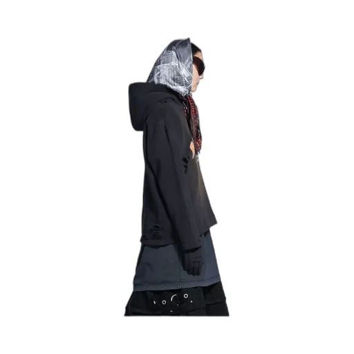 Distressed Logo Printed Hoodie
