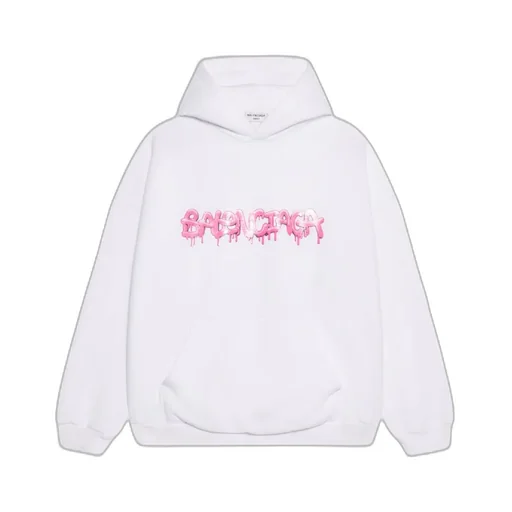 Logo Print Ribbed Hem Hoodie