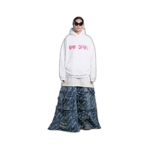Logo Print Ribbed Hem Hoodie